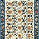 Classic Blue Runner Impressionist Garden Geometry Fusion(Yellow)