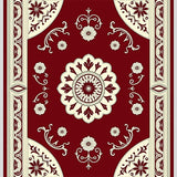 Elegant Floral Medallion Design Featuring Rich Crimson and Cream(Red)