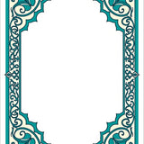 Artisan Bordered Medallion Motif with Interlocking Scroll Accent Design (Teal)
