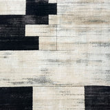 Modern Faux Cowhide Style Black White Print Rug(Black)