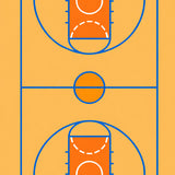 Basketball Court Orange Floor Orange Key Blue Lines(Beige)