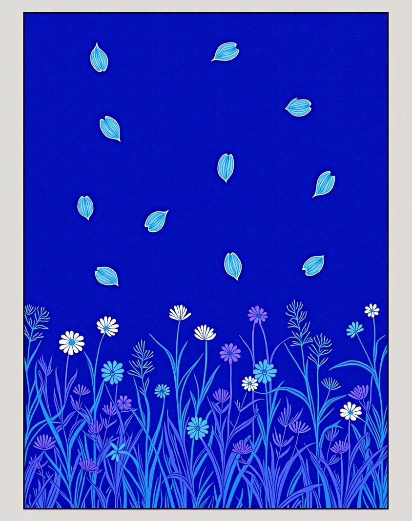 Enchanted Meadow Petals Decorative Surface (Blue) - ODIKA