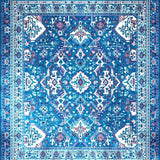 平織 tribal 地毯 精緻幾何圖案 時尚家居地毯(Blue)