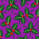 Holly Leaves Berries Christmas with Traditional Botanical Design(Purple)