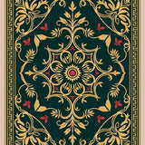 Mystic Forest Foliage with Baroque Arabesque and Moody Filigree Flourish(Green)