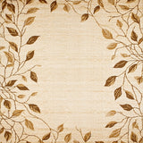 Earthy Leaf Area Rustic Beige and Brown Tones for Natural Style(Beige)