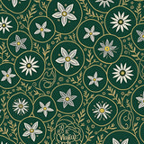 Elegant Winter Motif With Interlocking Starfish and Snowflakes(Green)