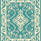 Distressed Damask Scrollwork with Ornate Flourishes Style (Beige)