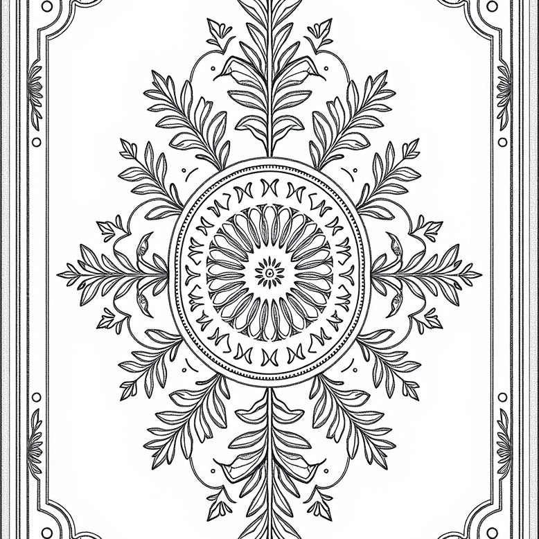 Weathered Floral Medallion Heritage Distressed Vintage (Black) - ODIKA