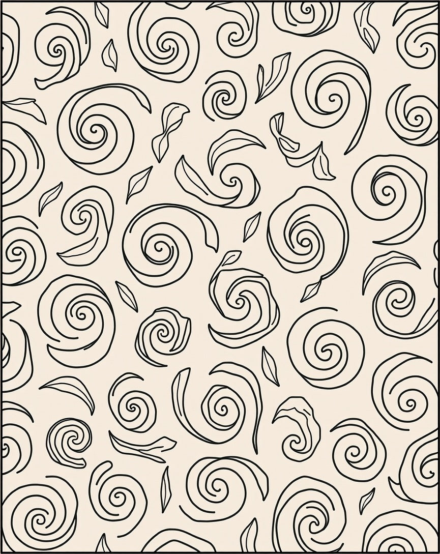 Abstract Botanical Spiral Decorative Ornament (Ivory) - ODIKA