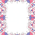 Ornate Floral Arrangement Featuring Stylized Petal Clusters and Vines (Pink) - ODIKA