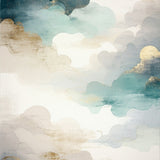Ethereal Aura Area Beige & Blue Cloud Inspired Design(White)