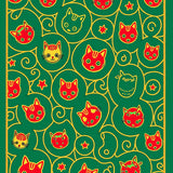 Christmas Mischief with Illuminated Kitty Shape and Scattered Ornament Design(Green)