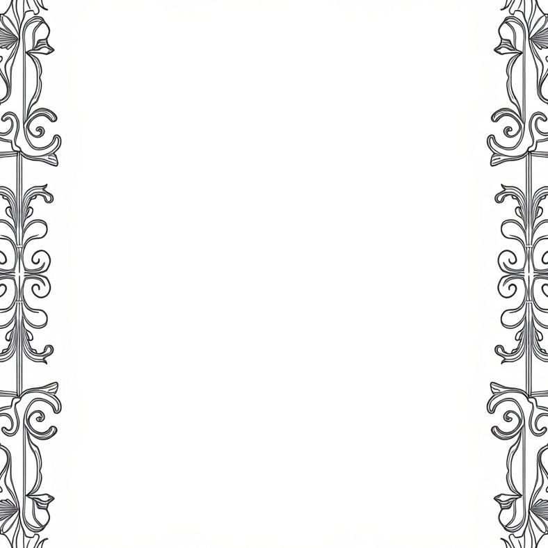 Heritage Scroll Border Featuring Weathered Floral Motifs (Black) - ODIKA