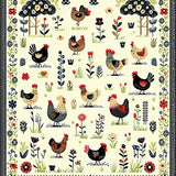 Whimsical Barnyard Chicken & Floral Rug(Ivory)