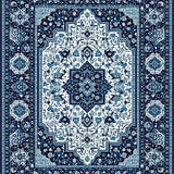 Intricate Geometric Design Area With Blue And Silver Accents(Blue)