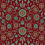 Classic Festive Pinecone Medallion Interlocking Botanical Heritage(Red)