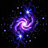 Galactic Spiral with Nebula Clouds and Stellar Clusters in Astral Motif (Purple)
