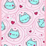 Whimsical Cartoon Feline Parade with Playful Paws Motif(Pink)