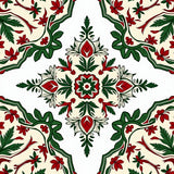 Holly Berry Damask with Ornamental Seasonal Flourishes(White)
