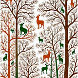 Enchanted Forest Canopy with Wildlife Silhouettes(Brown)