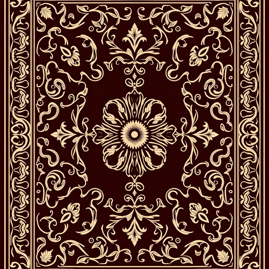Classic Damask Vintage Embellished Luxury Heirloom Treasure (Brown) - ODIKA