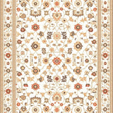 Retro Beige Low Pile Intricate Floral Motifs(Ivory)