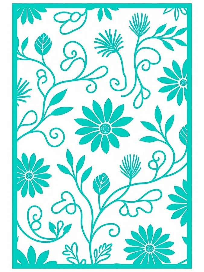 Whimsical Floral Swirl Featuring Abstract Leaf and Vine Accents (Blue) - ODIKA
