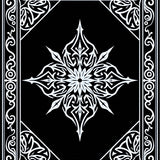 Celestial Starburst Medallion with Ornate Flourish Borders(Black)