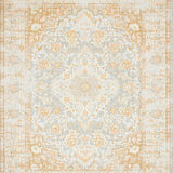 Distressed Medallion Area Retro Indoor Beige Hues(Beige)