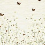 Dainty Beige Meadow Whimsical Floral Butterfly Indoor(Beige)