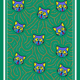 Entertaining Bright Feline Joyful Tangle Hilarious Celebration(Green)