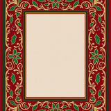 Festive Holly Vine Border Design with Traditional Holiday Leaf Scrollwork(Red)