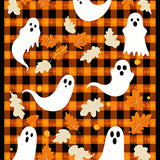 Charming Halloween Ghost Doormat with Matching Plaid Rug Set(Orange)