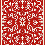 Vintage Holiday Ornament Motifs With Curved Swirls And Delicate Frosted Edges(Red)