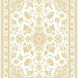 Elegant Medallion Area with Intricate Ivory and Beige Motifs(Gold)