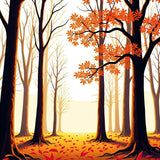 Dreamy Woodland Path Under Glowing Sky(Orange)