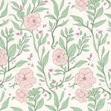 Charming Blossom Aviary Motif with Delicate Petal Vines and Songbird Accents(Pink)