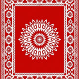 Vibrant Starburst Floral Medallion Accent Castle Decoration(Red)