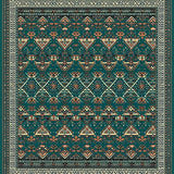 Intricate Geometric Design Area with Teal and Copper Accents(Blue)