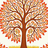 Elegant Tree of Life Motif with Intricate Interlocking Floral(Brown)