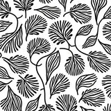 Abstract Botanical Swirls Featuring Contrasting Petal Shapes And Curves (Black)
