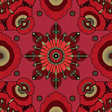Kaleidoscope Rosette Symmetrical Mosaic Artisan Crafted Design(Red)