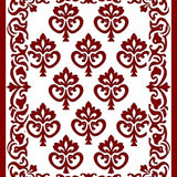 Ornate Scrollwork Damask Floral Symmetrical Inspired Crafted(Red)