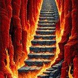 Inferno Ladder Illusion Area Rug Molten Rock Gateway Decor Mat(Red)