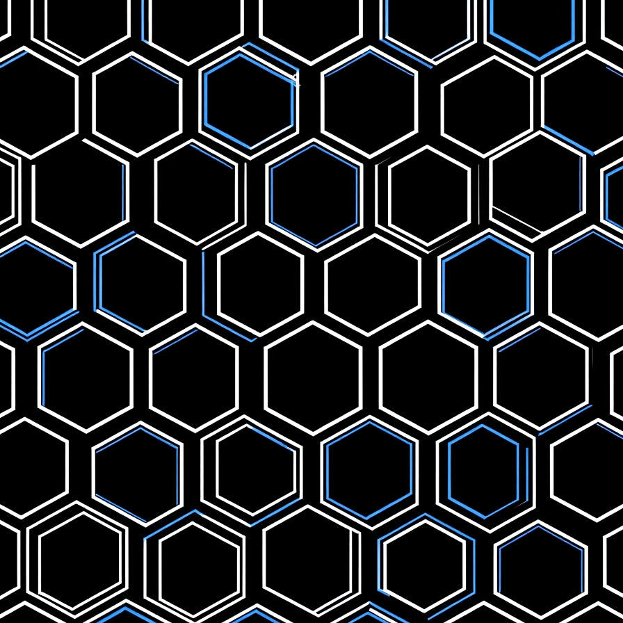 Onyx Hexagonal Honeycomb Tessellation with Modern Grid (Black) - ODIKA