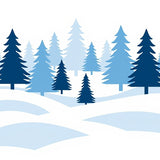 Winter Scene Landscape Doormat featuring Frosted Trees and Snow Drifts(Blue)