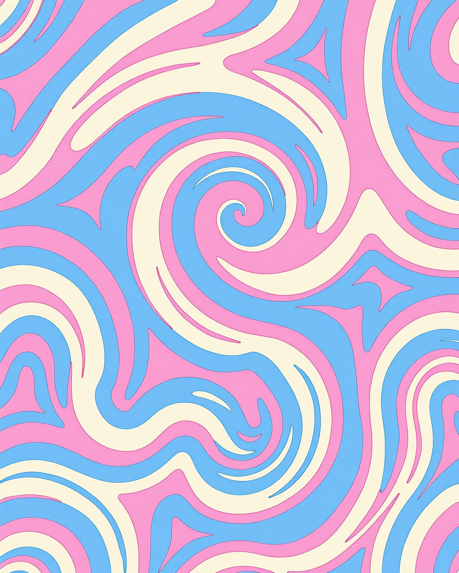 Pastel Swirl with Abstract Rippled Spiral (Pink) - ODIKA