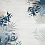 Coastal Palm Leaf Area in Blue Grey and Beige Hues(Gray)