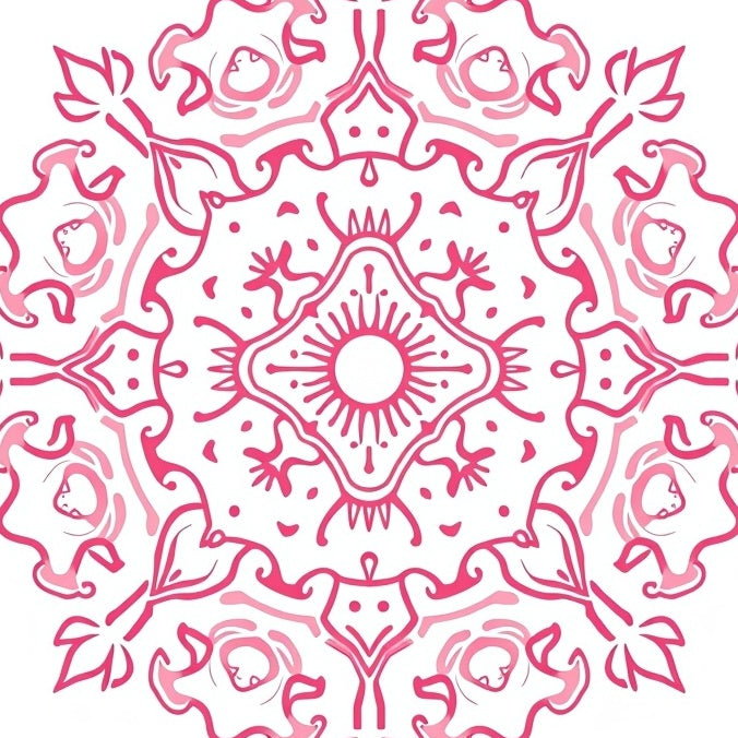 Burst Floral Medallion Decorative with Intricate Petal Design (Pink) - ODIKA